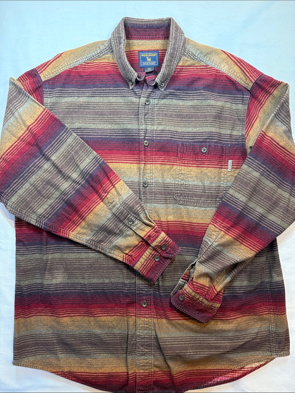 Woolrich Flannel Button Up Shirt Blanket Stripe Gorpcore Multicolor XXL
